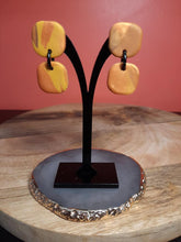 Load image into Gallery viewer, Peachy pair stud handmade earrings polymer clay earthy