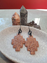 Load image into Gallery viewer, Midnight glitter dangle handmade earrings polymer clay earthy