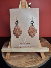 Load image into Gallery viewer, Midnight glitter dangle handmade earrings polymer clay earthy