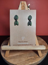 Load image into Gallery viewer, Green earth stud handmade earrings polymer clay earthy