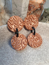 Load image into Gallery viewer, Rose beige stud handmade earrings polymer clay earthy