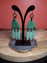 Load image into Gallery viewer, Sea green dangle handmade earrings polymer clay earthy