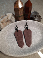 Load image into Gallery viewer, Walnut rainbows dangle handmade earrings polymer clay earthy