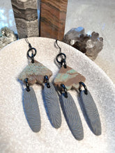 Load image into Gallery viewer, SALE Hawk wings dangle handmade earrings polymer clay earthy