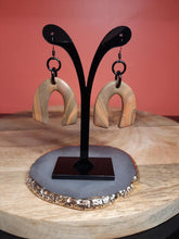 Load image into Gallery viewer, SALE Spicy orange rainbow dangle handmade earrings polymer clay earthy