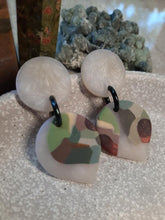 Load image into Gallery viewer, SALE Grey cashmere stud handmade earrings polymer clay earthy