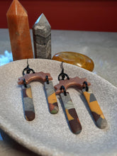 Load image into Gallery viewer, SALE Rising sun dangle handmade earrings polymer clay earthy
