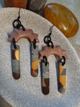 Load image into Gallery viewer, SALE Rising sun dangle handmade earrings polymer clay earthy