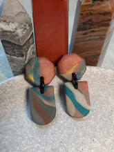Load image into Gallery viewer, Turquoise Waltz stud handmade earrings polymer clay earthy
