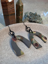 Load image into Gallery viewer, SALE Grey owl dangle handmade earrings polymer clay earthy