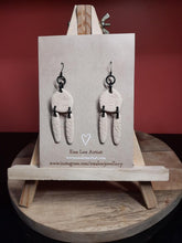 Load image into Gallery viewer, SALE Tan Aztec dangle handmade earrings polymer clay earthy