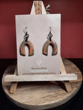 Load image into Gallery viewer, SALE Spicy orange rainbow dangle handmade earrings polymer clay earthy