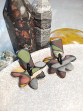 Load image into Gallery viewer, SALE Earthy lotus bud stud handmade earrings polymer clay earthy