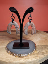 Load image into Gallery viewer, Hazelnut glitter rainbow handmade earrings polymer clay earthy