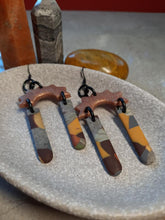 Load image into Gallery viewer, SALE Rising sun dangle handmade earrings polymer clay earthy