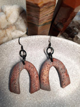 Load image into Gallery viewer, Hazelnut glitter rainbow handmade earrings polymer clay earthy