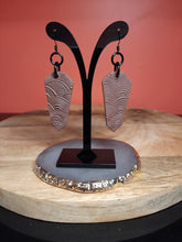 Load image into Gallery viewer, Walnut rainbows dangle handmade earrings polymer clay earthy