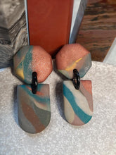 Load image into Gallery viewer, Turquoise Waltz stud handmade earrings polymer clay earthy