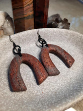 Load image into Gallery viewer, Hazelnut glitter rainbow handmade earrings polymer clay earthy