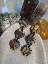 Load image into Gallery viewer, Limestone stud handmade earrings polymer clay earthy