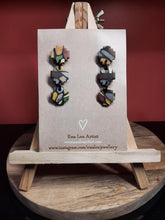 Load image into Gallery viewer, Limestone stud handmade earrings polymer clay earthy