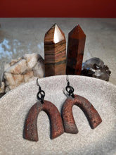 Load image into Gallery viewer, Hazelnut glitter rainbow handmade earrings polymer clay earthy