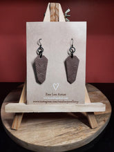 Load image into Gallery viewer, Walnut rainbows dangle handmade earrings polymer clay earthy
