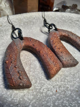 Load image into Gallery viewer, Hazelnut glitter rainbow handmade earrings polymer clay earthy