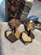 Load image into Gallery viewer, SALE Earthy heart stud handmade earrings polymer clay earthy