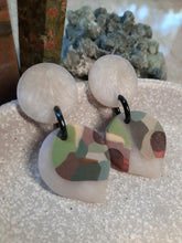 Load image into Gallery viewer, SALE Grey cashmere stud handmade earrings polymer clay earthy