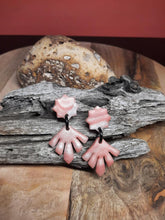 Load image into Gallery viewer, SALE Rose bud stud handmade earrings polymer clay earthy