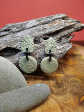 Load image into Gallery viewer, SALE Mint cream flowers stud handmade earrings polymer clay earthy
