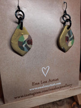 Load image into Gallery viewer, SALE Golden rays dangle handmade earrings polymer clay earthy