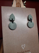 Load image into Gallery viewer, SALE Mint cream flowers stud handmade earrings polymer clay earthy