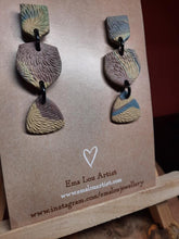 Load image into Gallery viewer, SALE Pavestone dangle handmade earrings polymer clay earthy