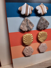 Load image into Gallery viewer, Chai latte earthy stud set of 4 handmade earrings polymer clay earthy