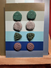 Load image into Gallery viewer, Bottle green earthy stud set of 4 handmade earrings polymer clay earthy