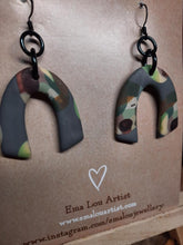 Load image into Gallery viewer, SALE Grey owl dangle handmade earrings polymer clay earthy
