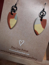 Load image into Gallery viewer, SALE Quiet moments dangle handmade earrings polymer clay earthy
