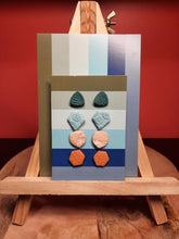 Load image into Gallery viewer, Heartland stud set of 4 handmade earrings polymer clay earthy