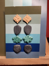 Load image into Gallery viewer, Soapstone earthy stud set of 4 handmade earrings polymer clay earthy