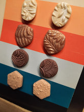 Load image into Gallery viewer, Glacia sand earthy stud set of 4 handmade earrings polymer clay earthy