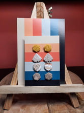 Load image into Gallery viewer, Autumn nights earthy stud set of 4 handmade earrings polymer clay earthy