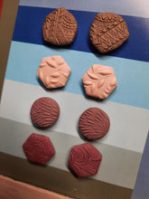 Load image into Gallery viewer, Rusty shed earthy stud set of 4 handmade earrings polymer clay earthy