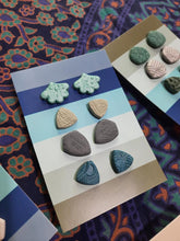 Load image into Gallery viewer, Ivy leaves stud set of 4 handmade earrings polymer clay earthy