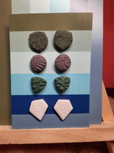 Load image into Gallery viewer, Sage leaves earthy stud set of 4 handmade earrings polymer clay earthy