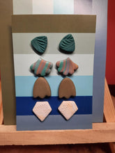 Load image into Gallery viewer, Irish spring earthy stud set of 4 handmade earrings polymer clay earthy