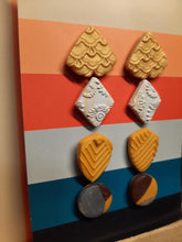 Load image into Gallery viewer, Citrus burst earthy stud set of 4 handmade earrings polymer clay earthy