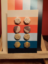 Load image into Gallery viewer, Turmeric tea stud set of 4 handmade earrings polymer clay earthy