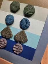 Load image into Gallery viewer, Seaweed vines earthy stud set of 4 handmade earrings polymer clay earthy